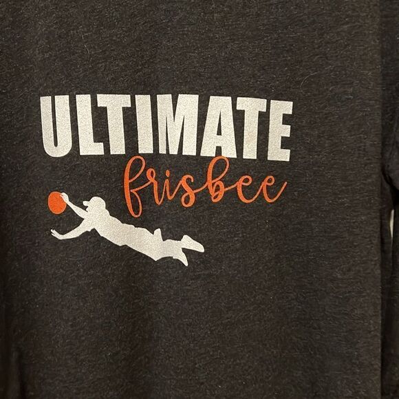 Youth boys size medium Next level Ultimate Frisbee charcoal hooded shirt. - Picture 3 of 5